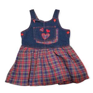 VTG Sanforized Calabash Girl's Heart Overall Dress 3T